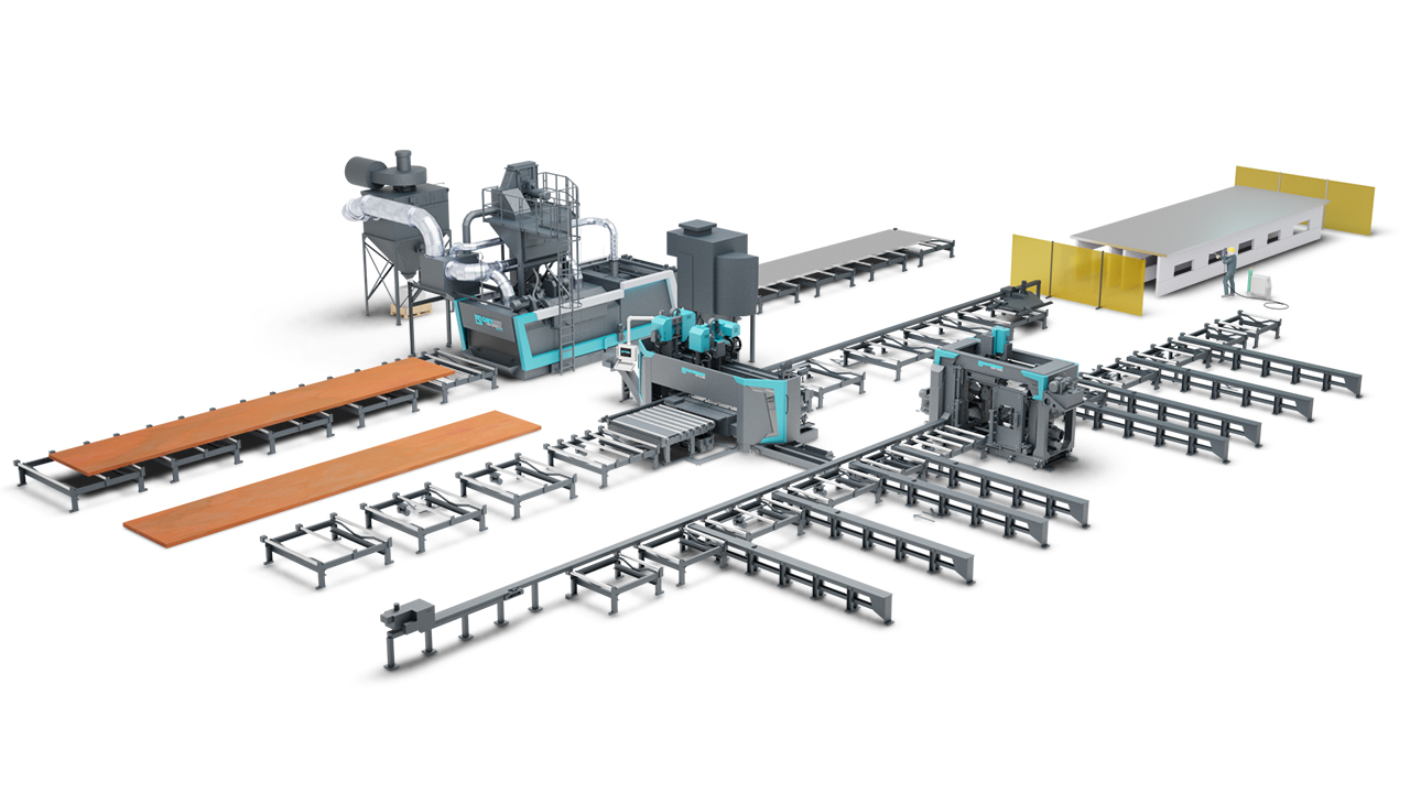 Complete steel processing line for bridge building sector